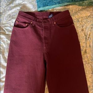 straight leg burgundy pants